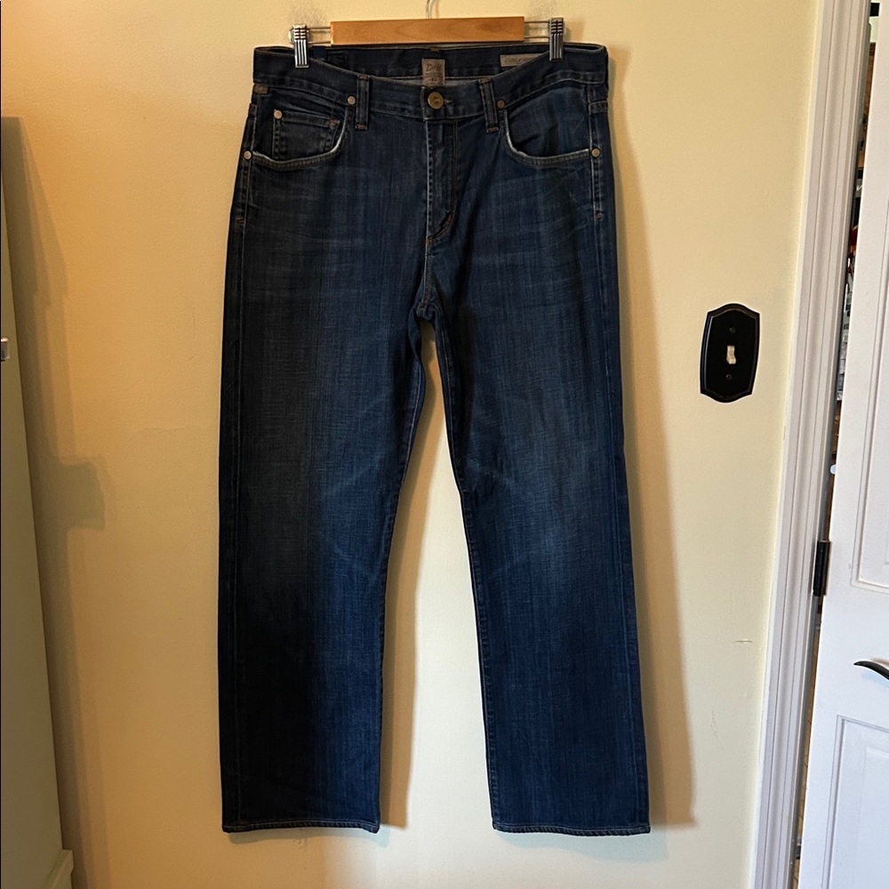 Citizens of Humanity Evans Men's Straight-Leg Jeans in Dark Blue Denim Size 34